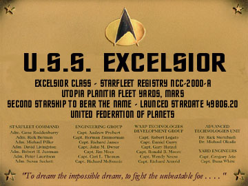 USS Excelsior Dedication Plaque