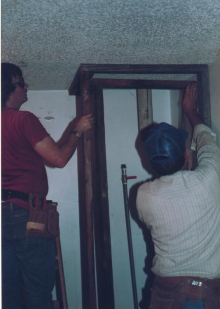 Dad and I framing in a water heater closet in the second bathroom.