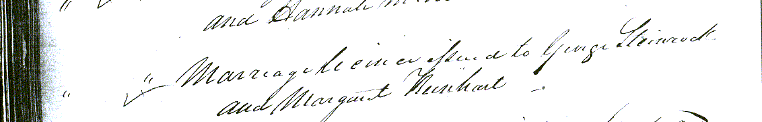 November 22, 1819, Marriage license issued to George Steinrock and Margaret Reinhart