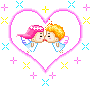 two kissing in a heart   animation