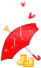 raining heart on umberella   animation