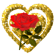  golden heart with a rose  animation