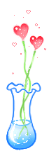 heart flowers in  vase in a heart  animation