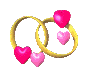 two gold rings with hearts animation