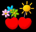 hearts with flowers  animation