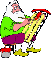 father christmas painting a sledge  animation