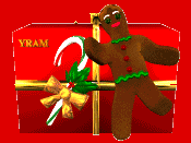 gingerbread man and present  animation