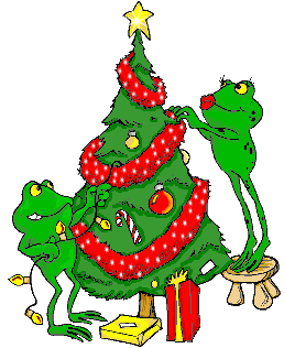 frogs decorating the christmas tree  animation