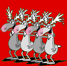line of dancing reindeer  animation