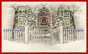  glitter snow christmas house animation