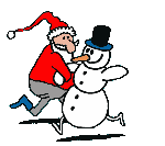father xmas and snowman doing the polka animation