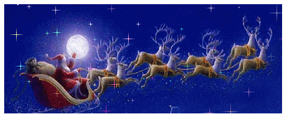 card of santa sleigh and reindeer   animation