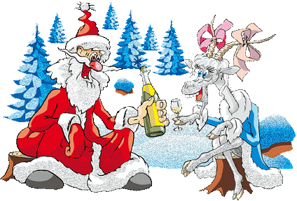  santa and a reindeer drinking  animation