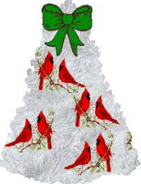 xmas tree and cardinals   animation