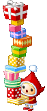  elf with pile of presents animation
