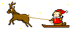  cat on a sledge with a reindeer animation