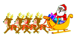 santa and a sleigh and presents  animation