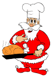 christmas chef tossing the roast turkey  animation