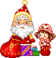  santa giving a little girl presents animation