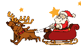 santa on sleigh polishing a star  animation