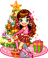 girl and christmas tree  animation