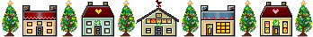 row of christmas  houses animation
