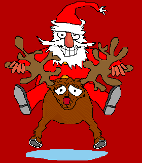 santa riding a reindeer   animation