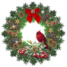   christmas wreath with a cardinal  animation