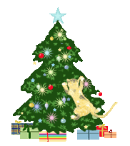 cat climbing a christmas tree   animation