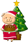   christmas pig with a cake  animation