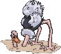 animated ostrich head in the sand