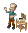 elderly man dancing to a record player  animation