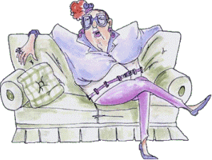 older lady  on setee animation