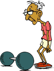 old man trying to weightlift  animation
