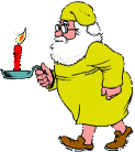 older man in nightshirt with a candle  animation