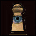 eye looking through keyhole   animation