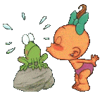 child kissing a frog  animation