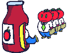 tomatoes going into tomatoe sauce bottle   animation