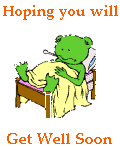 get well soon in bed ill  animation
